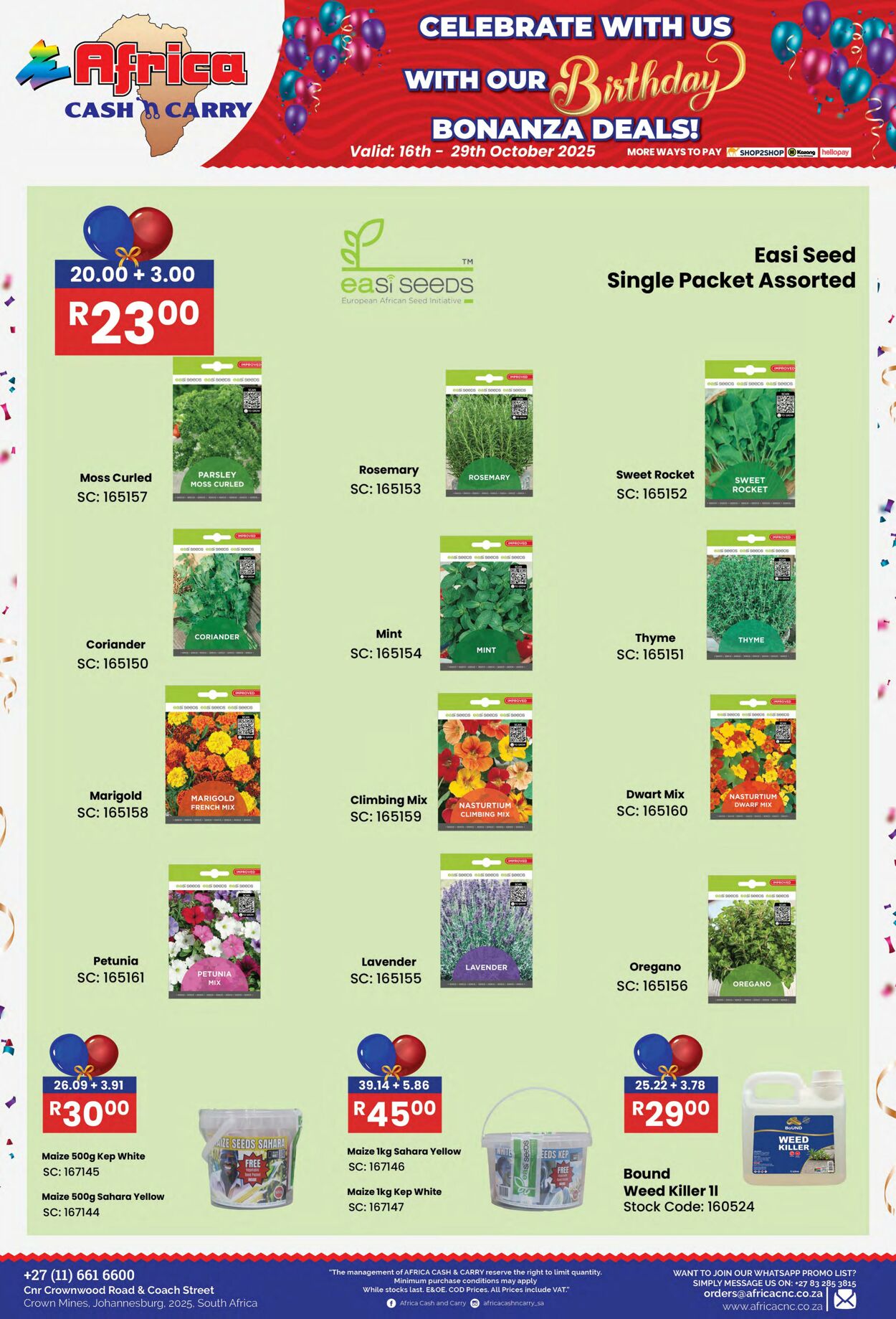 Special Africa Cash&Carry 16.10.2025 - 29.10.2025