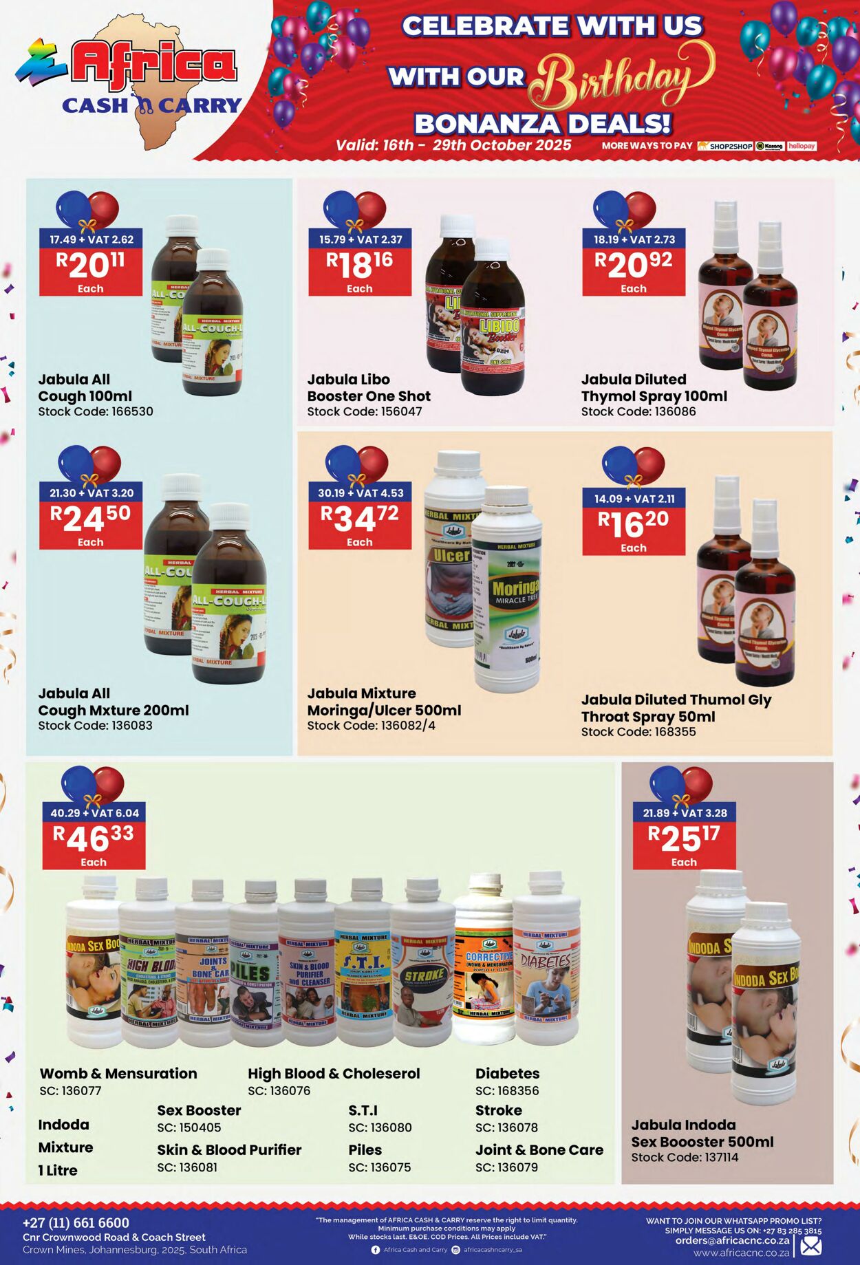 Special Africa Cash&Carry 16.10.2025 - 29.10.2025