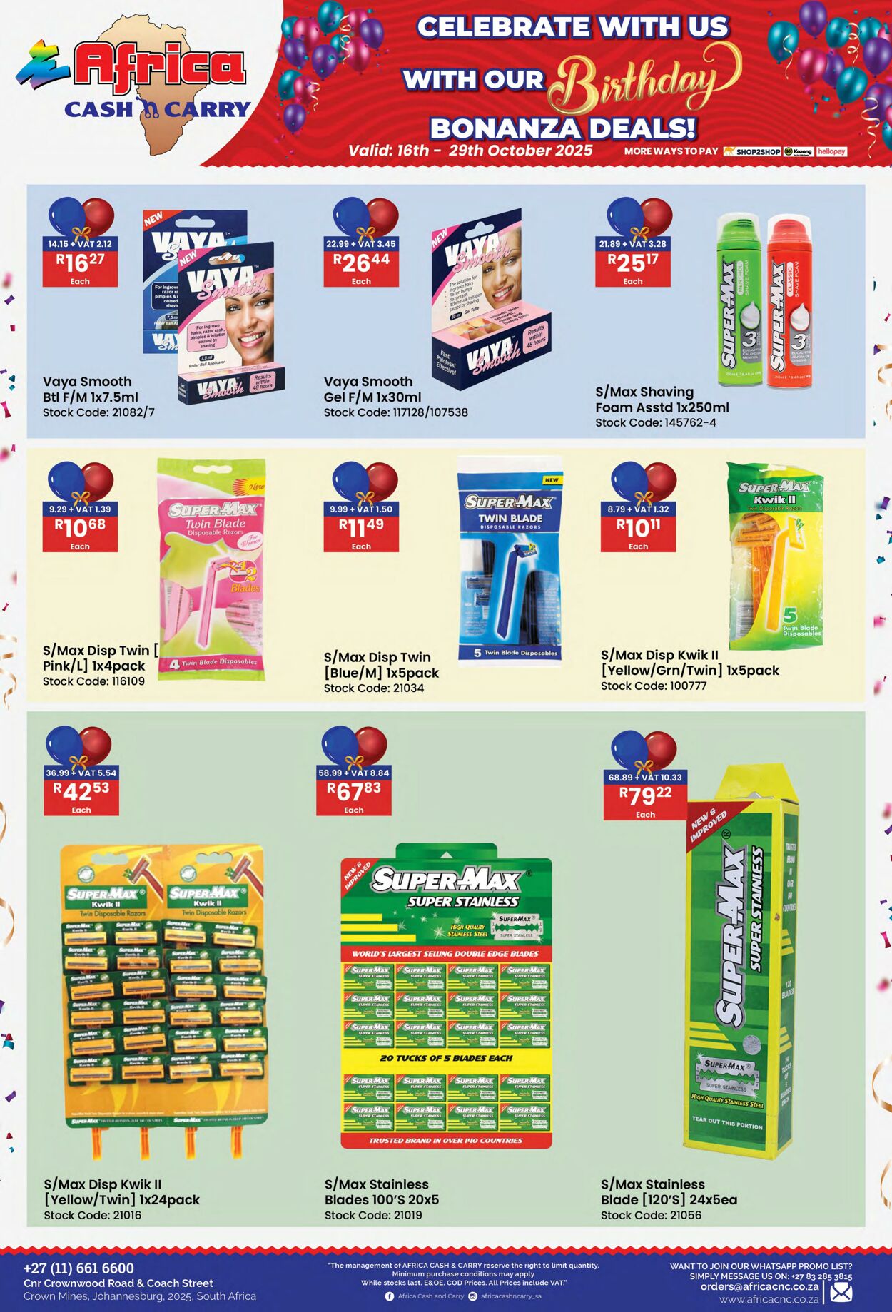 Special Africa Cash&Carry 16.10.2025 - 29.10.2025
