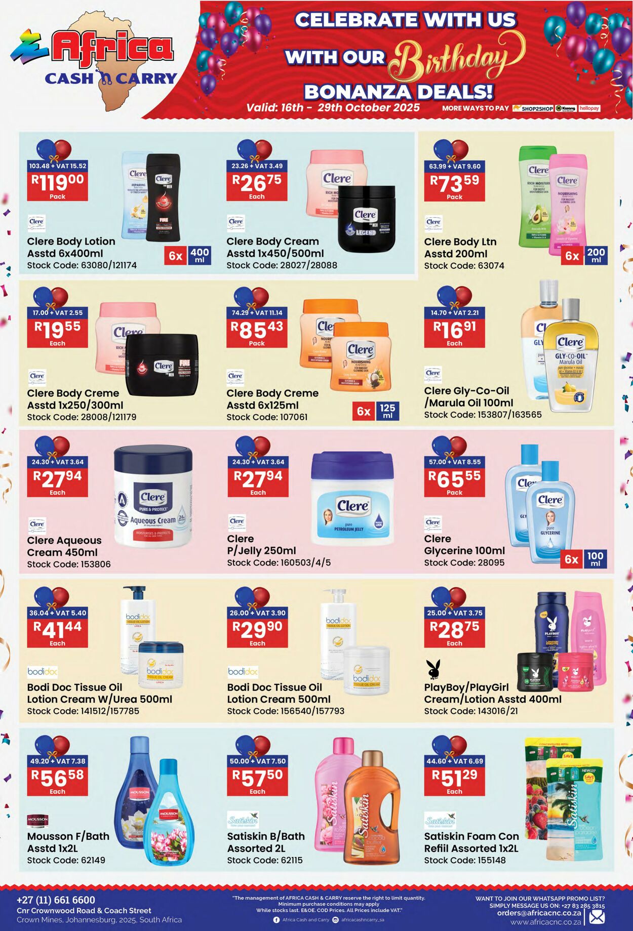 Special Africa Cash&Carry 16.10.2025 - 29.10.2025