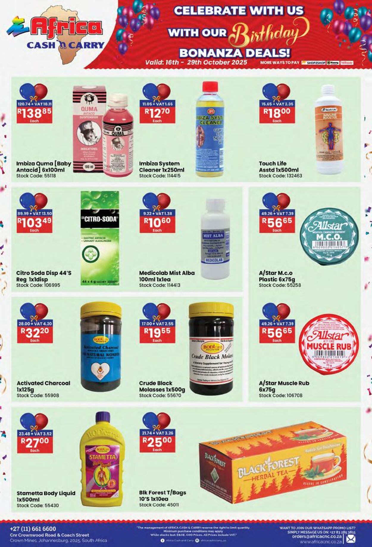 Special Africa Cash&Carry 16.10.2025 - 29.10.2025