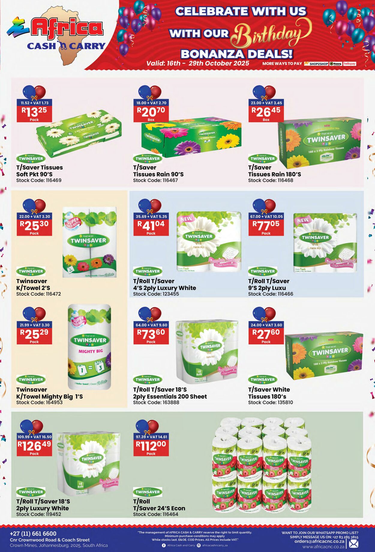 Special Africa Cash&Carry 16.10.2025 - 29.10.2025