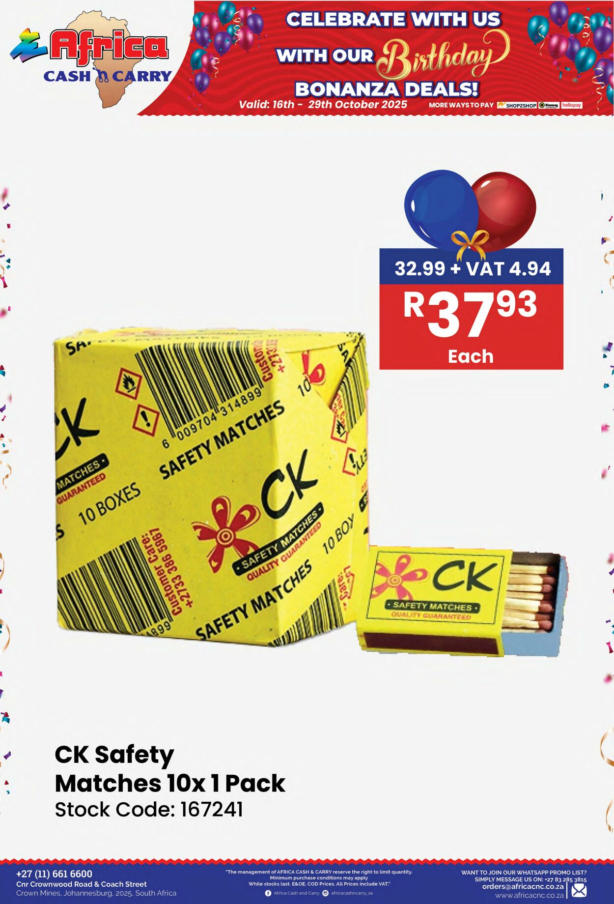 Special Africa Cash&Carry 16.10.2025 - 29.10.2025