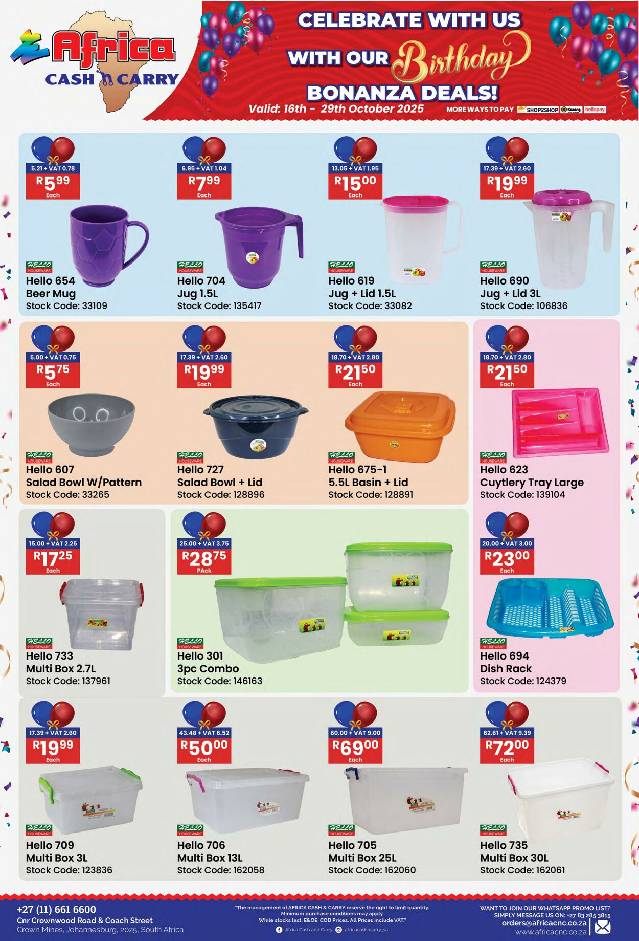 Special Africa Cash&Carry 16.10.2025 - 29.10.2025