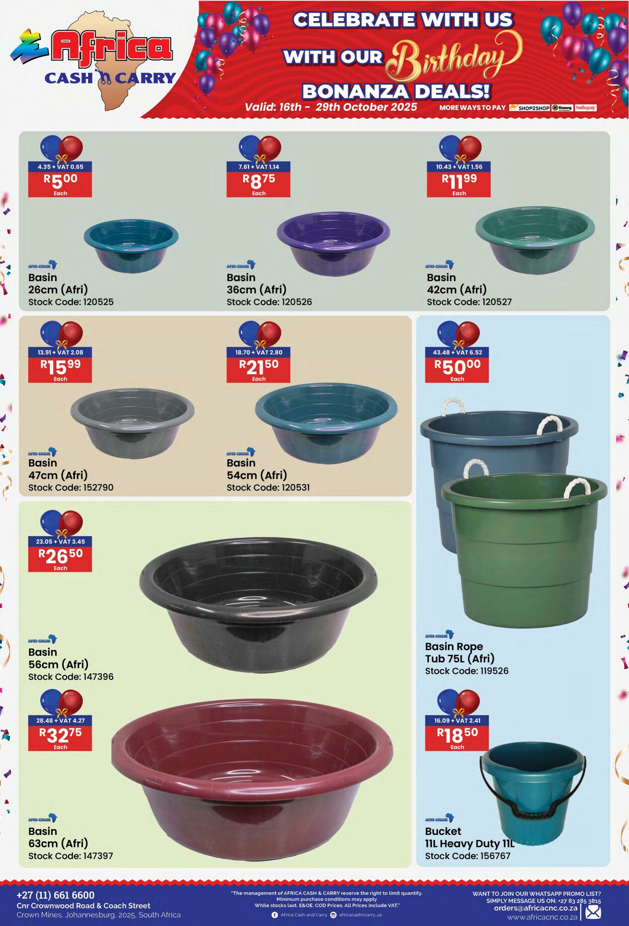 Special Africa Cash&Carry 16.10.2025 - 29.10.2025