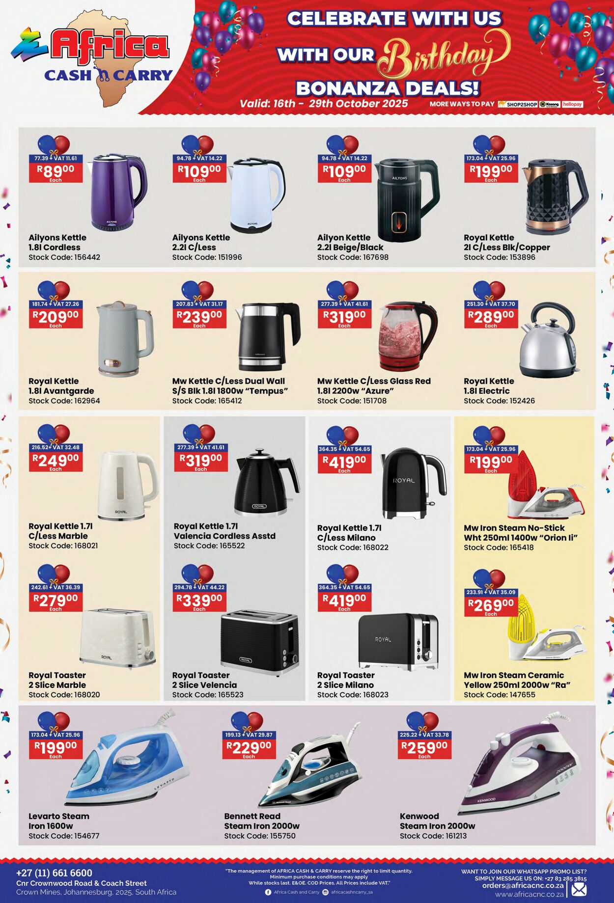 Special Africa Cash&Carry 16.10.2025 - 29.10.2025