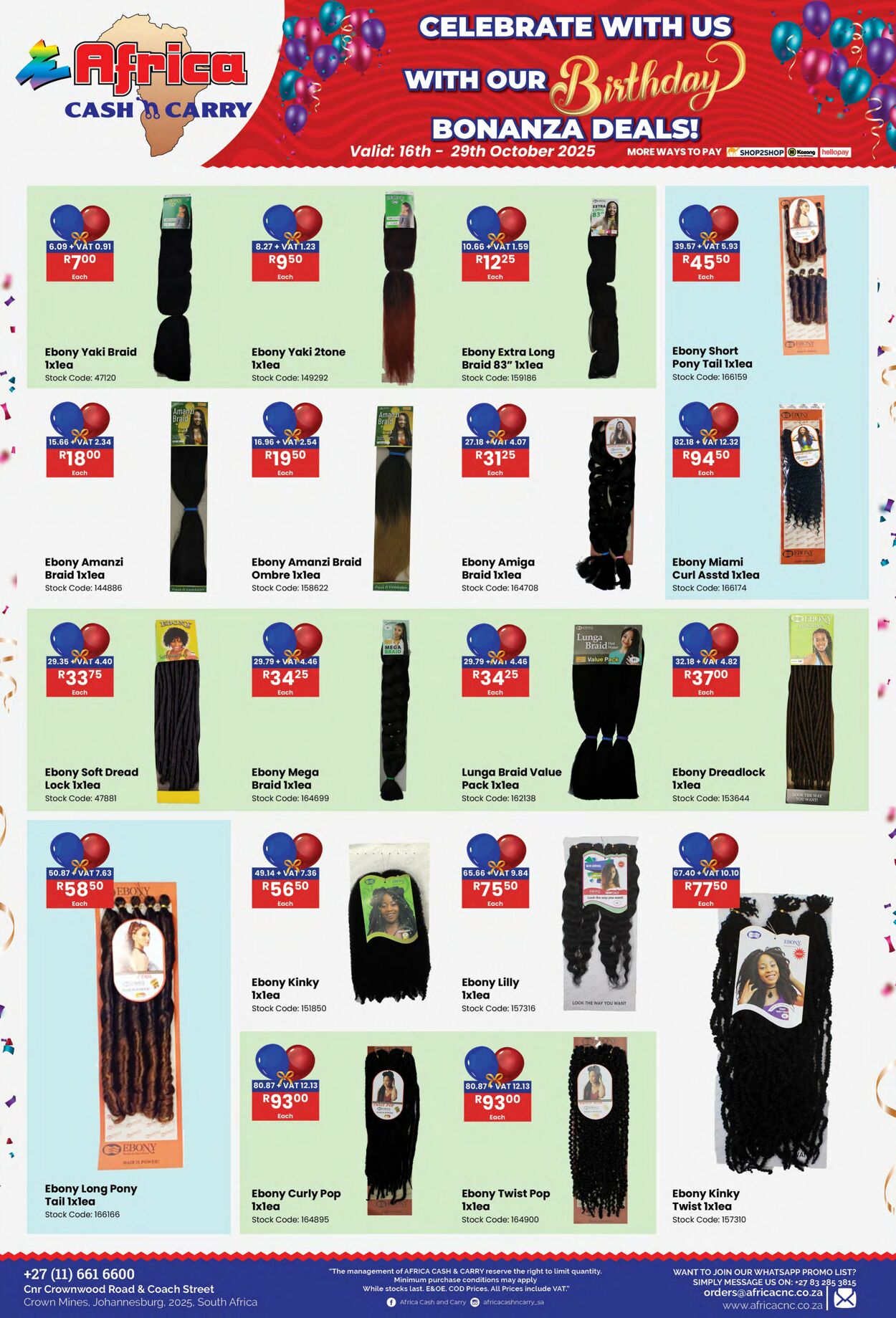 Special Africa Cash&Carry 16.10.2025 - 29.10.2025