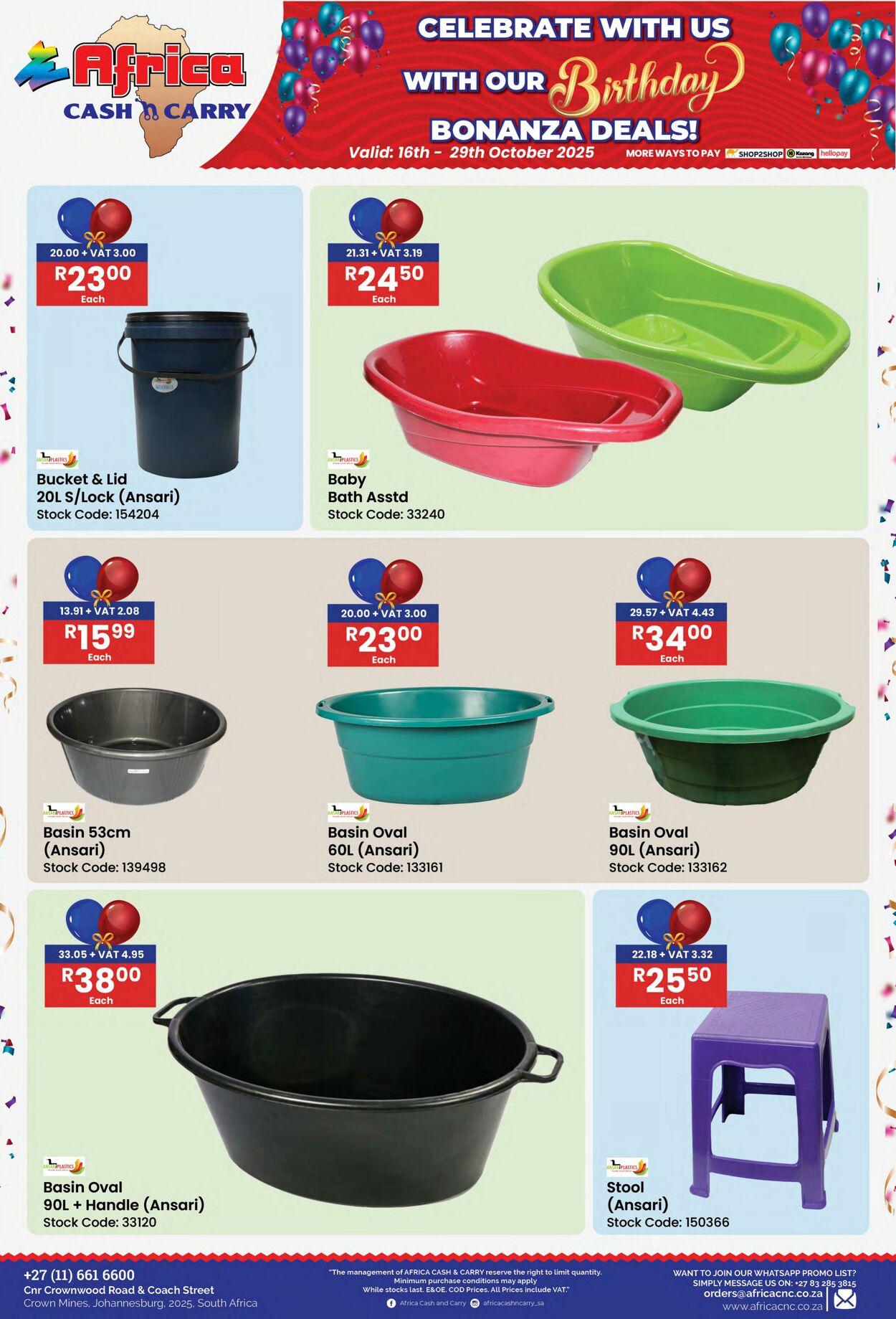Special Africa Cash&Carry 16.10.2025 - 29.10.2025