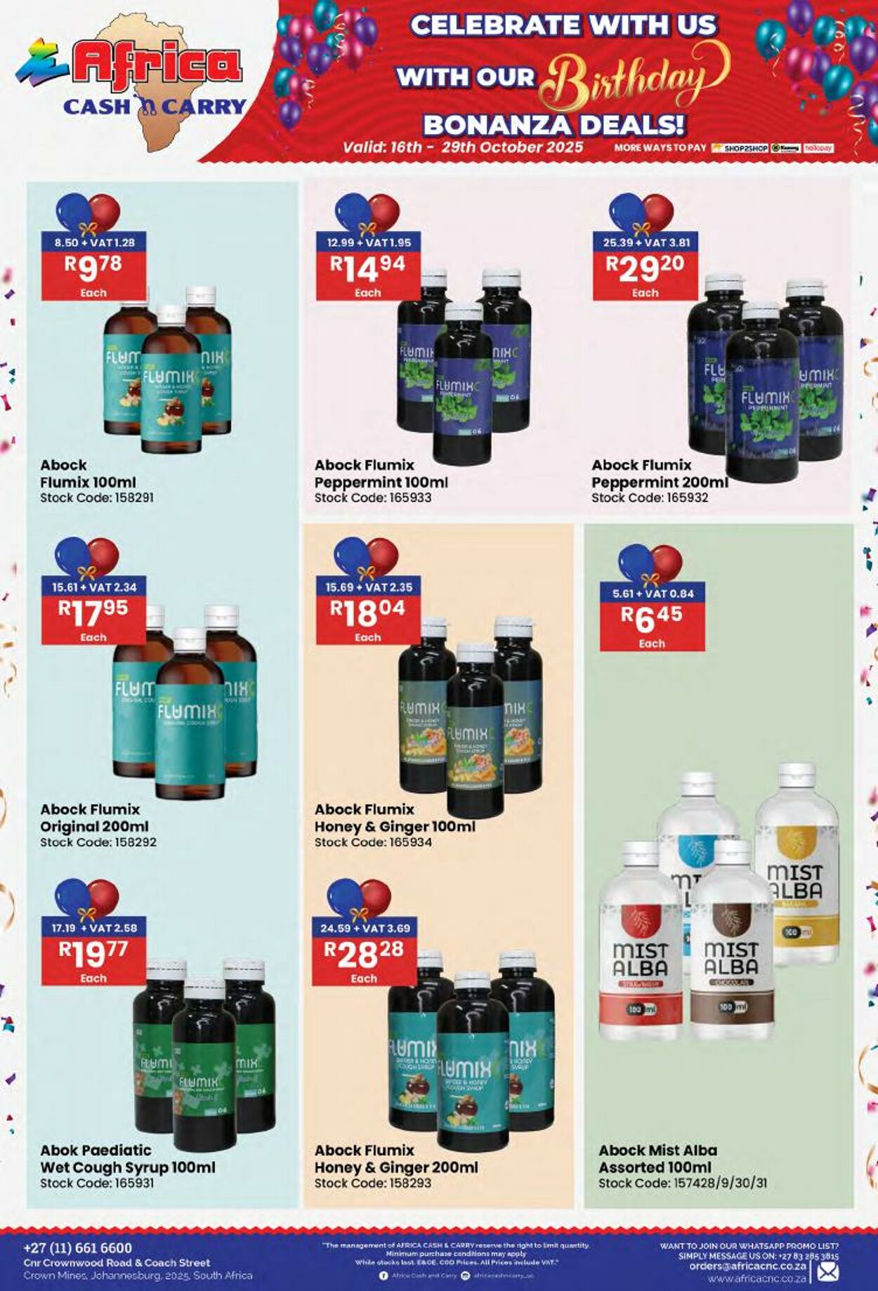 Special Africa Cash&Carry 16.10.2025 - 29.10.2025