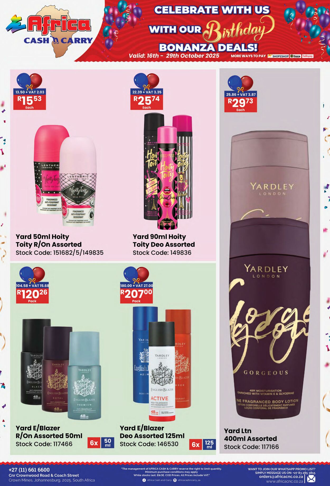 Special Africa Cash&Carry 16.10.2025 - 29.10.2025