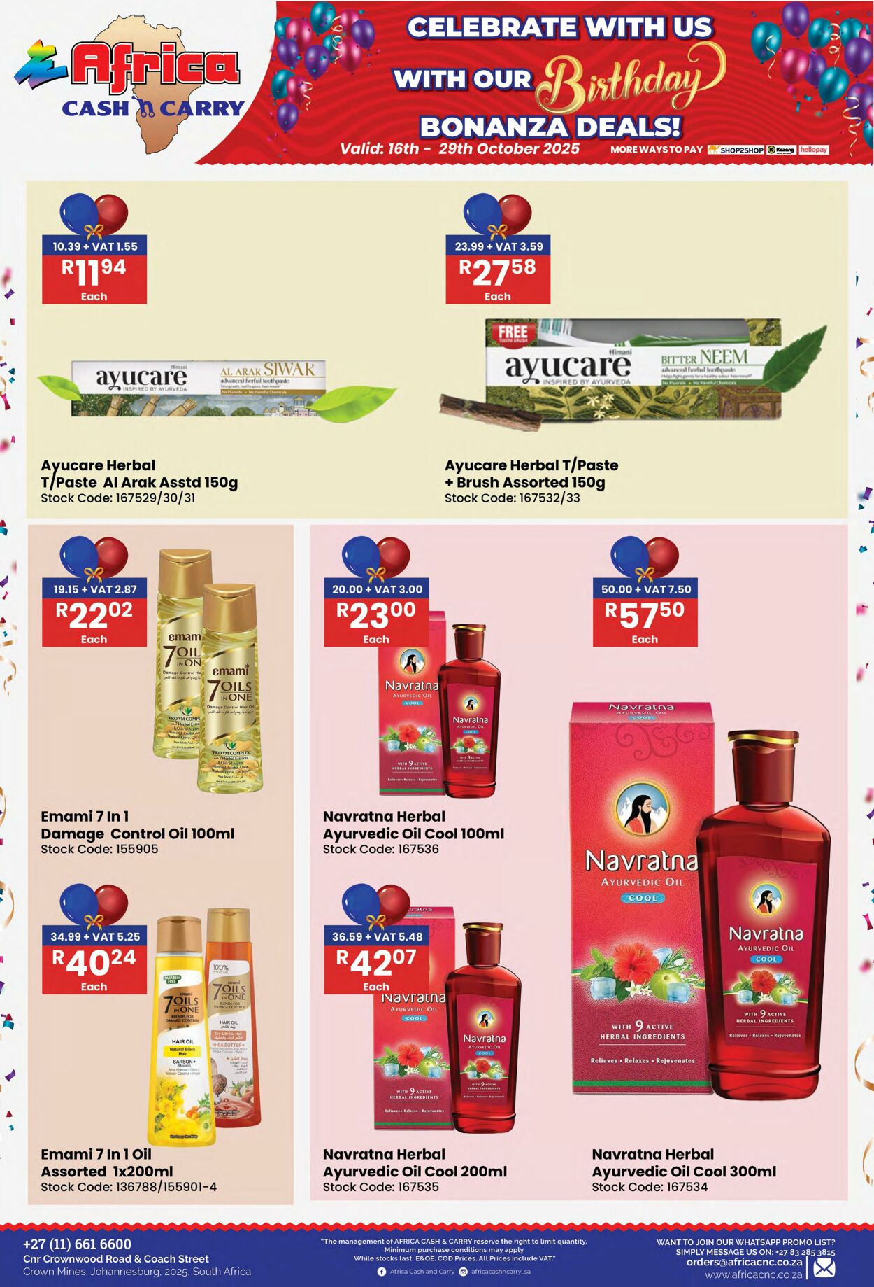 Special Africa Cash&Carry 16.10.2025 - 29.10.2025