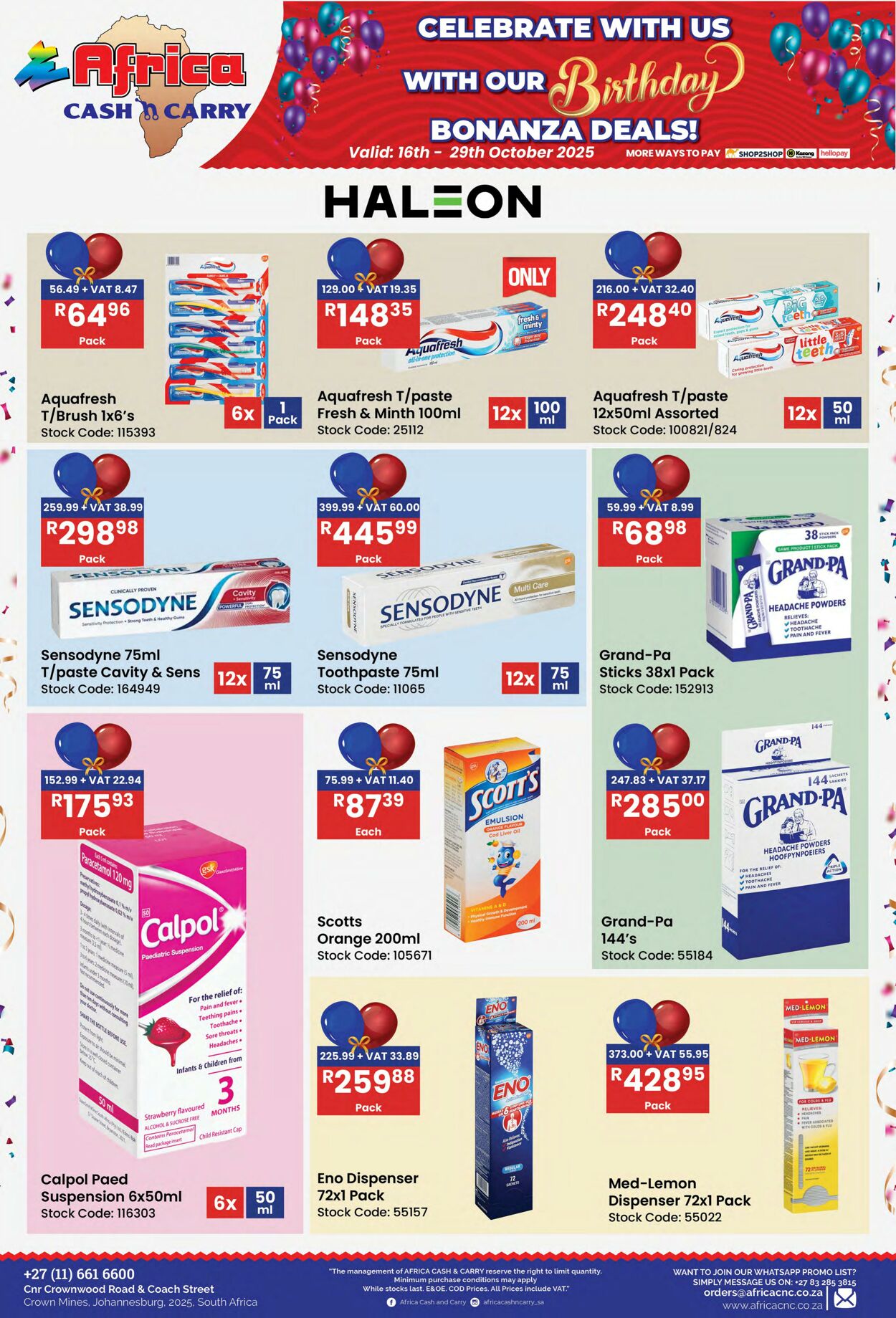 Special Africa Cash&Carry 16.10.2025 - 29.10.2025