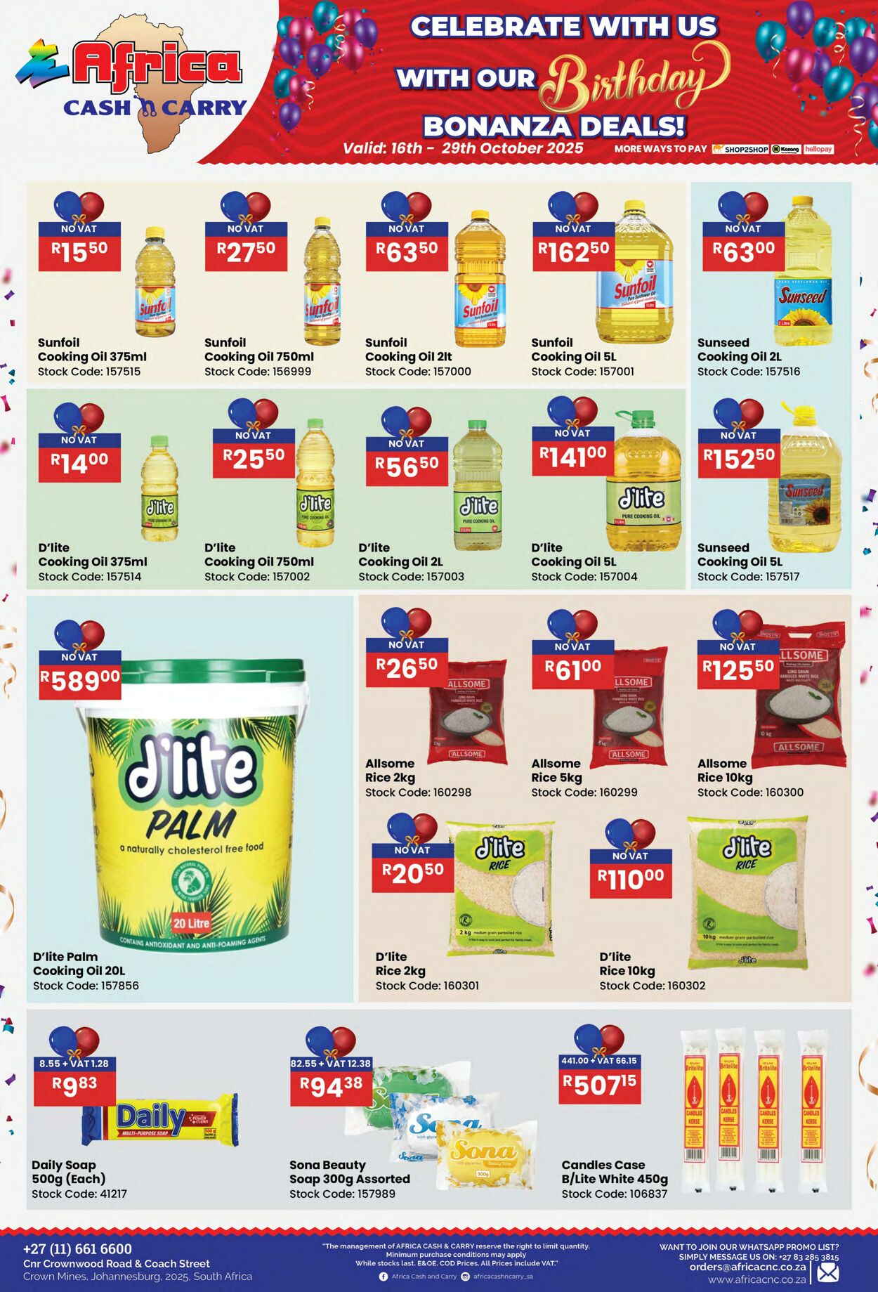 Special Africa Cash&Carry 16.10.2025 - 29.10.2025
