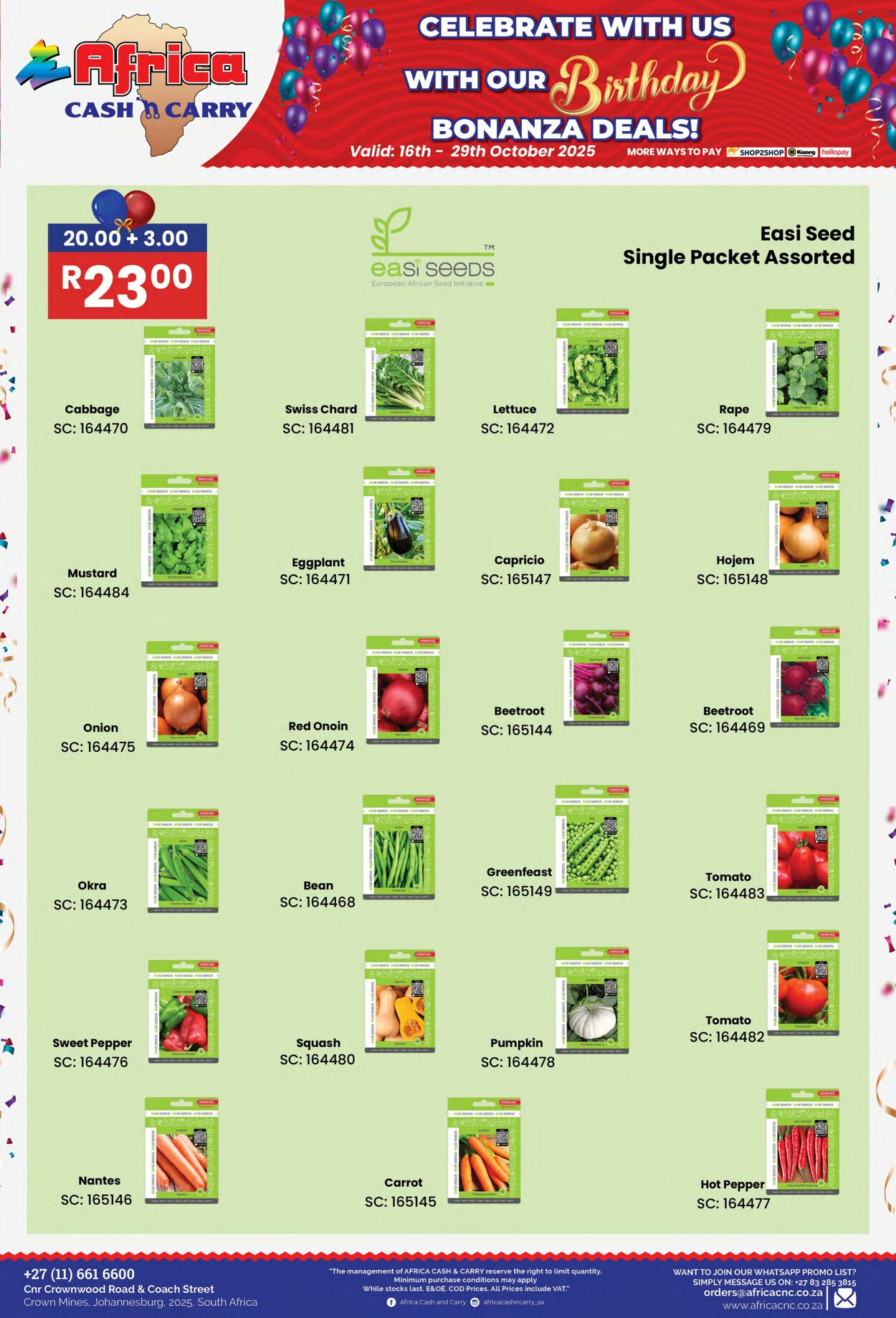 Special Africa Cash&Carry 16.10.2025 - 29.10.2025