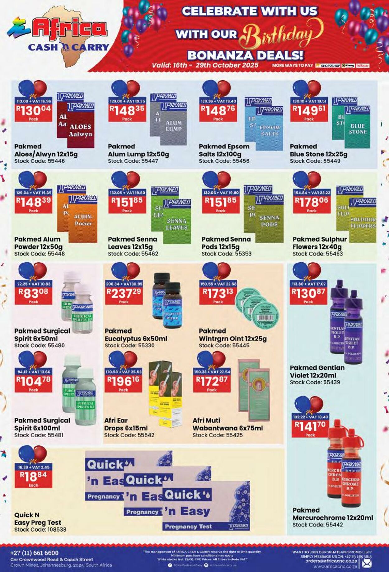 Special Africa Cash&Carry 16.10.2025 - 29.10.2025