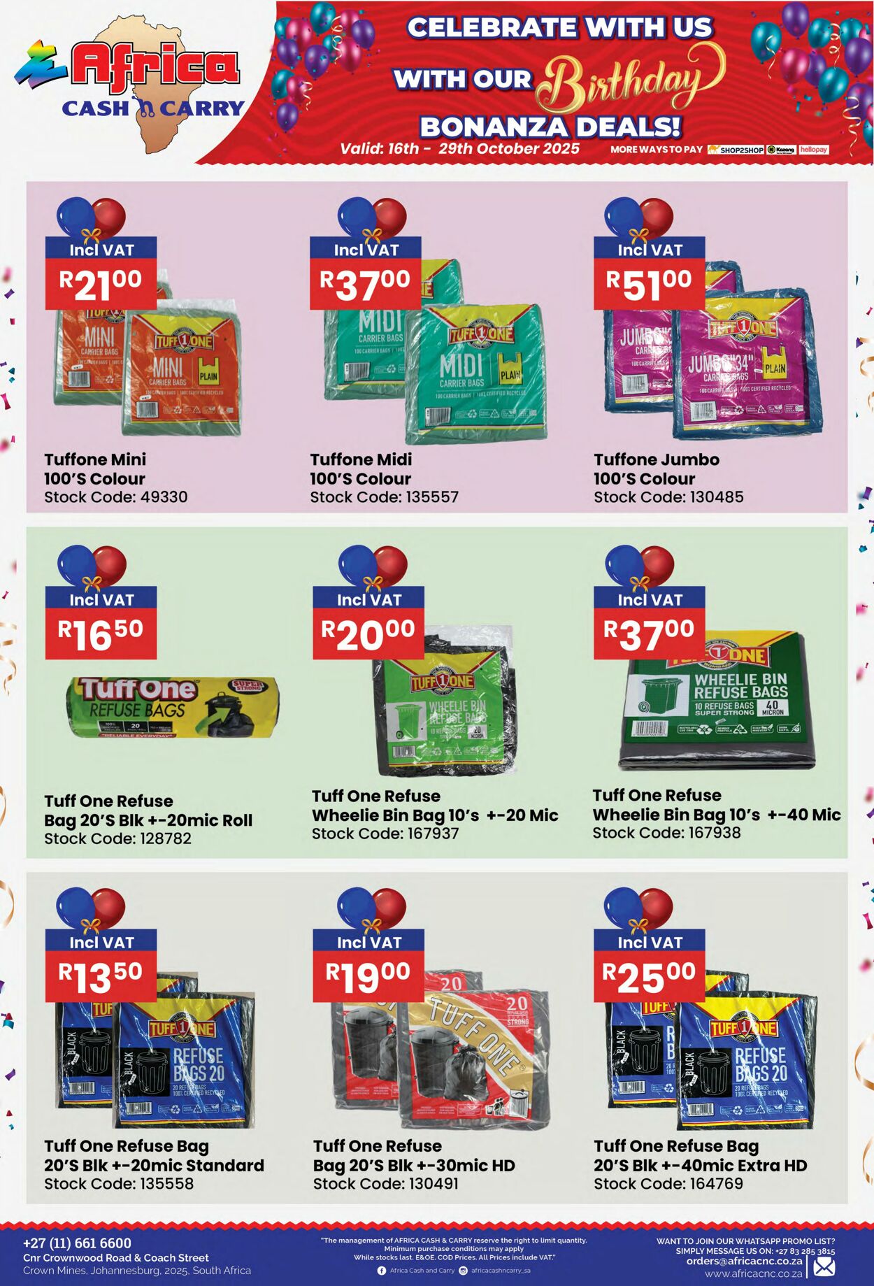 Special Africa Cash&Carry 16.10.2025 - 29.10.2025