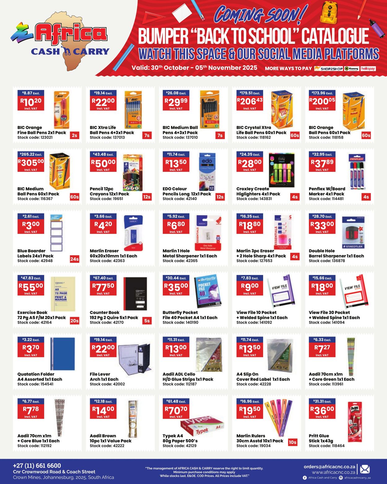 Special Africa Cash&Carry 30.10.2025 - 05.11.2025