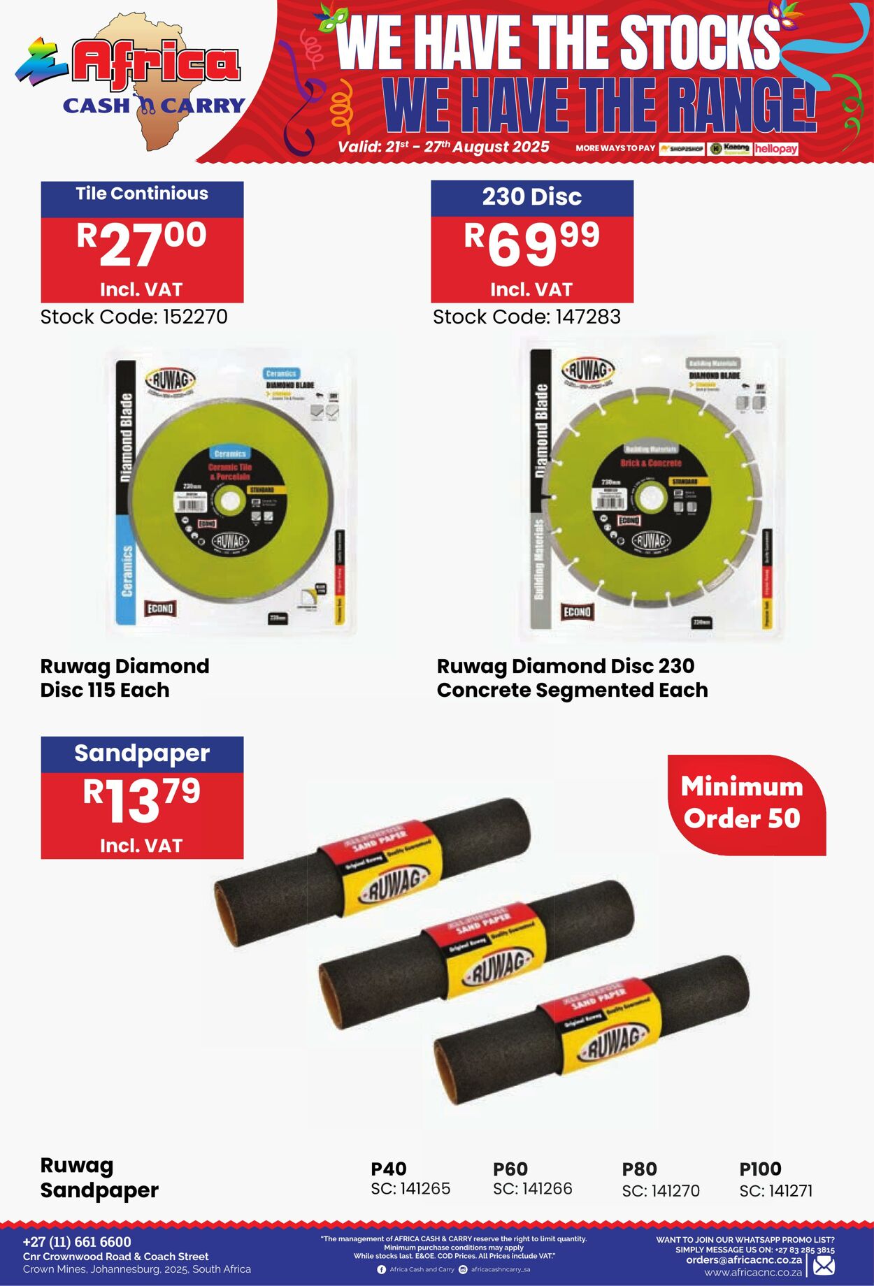 Special Africa Cash&Carry 21.08.2025 - 27.08.2025