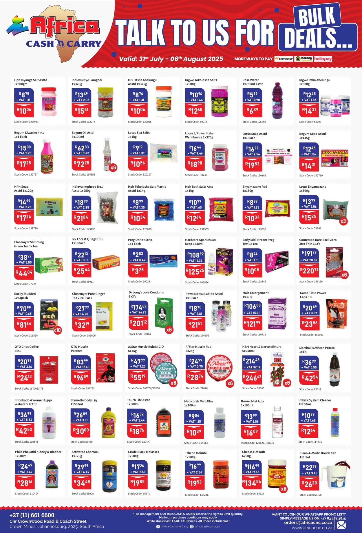 Special Africa Cash&Carry 31.07.2025 - 06.08.2025