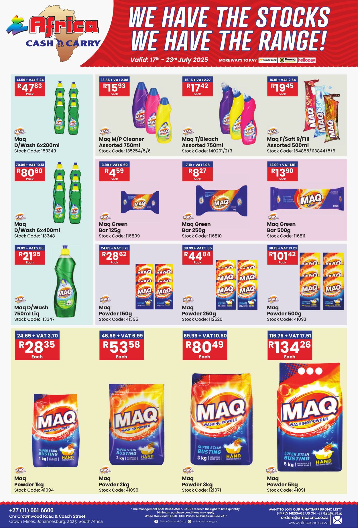 Special Africa Cash&Carry 17.07.2025 - 23.07.2025