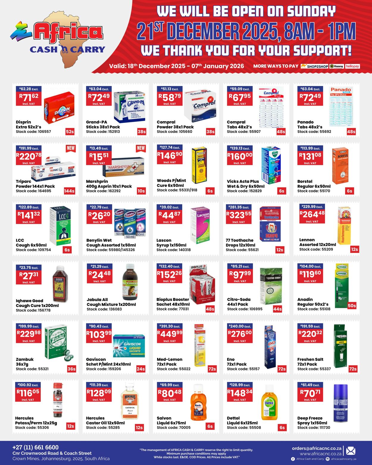 Special Africa Cash&Carry 18.12.2025 - 07.01.2026