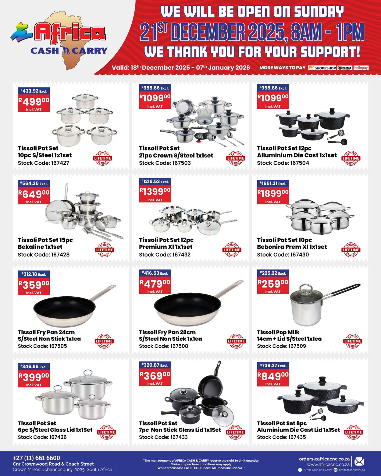 Special Africa Cash&Carry 18.12.2025 - 07.01.2026