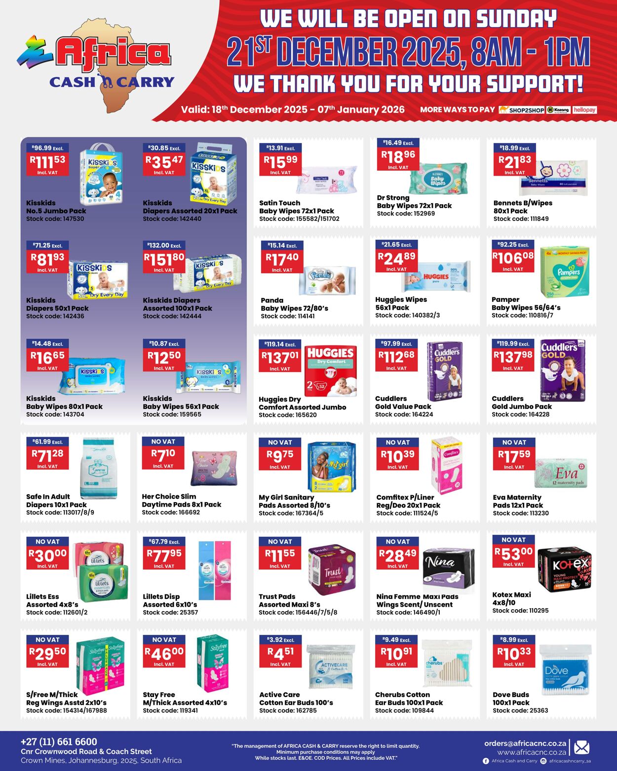 Special Africa Cash&Carry 18.12.2025 - 07.01.2026
