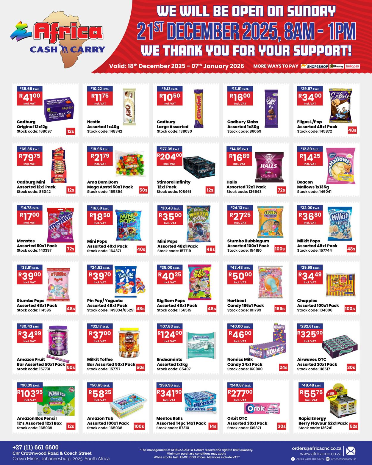 Special Africa Cash&Carry 18.12.2025 - 07.01.2026
