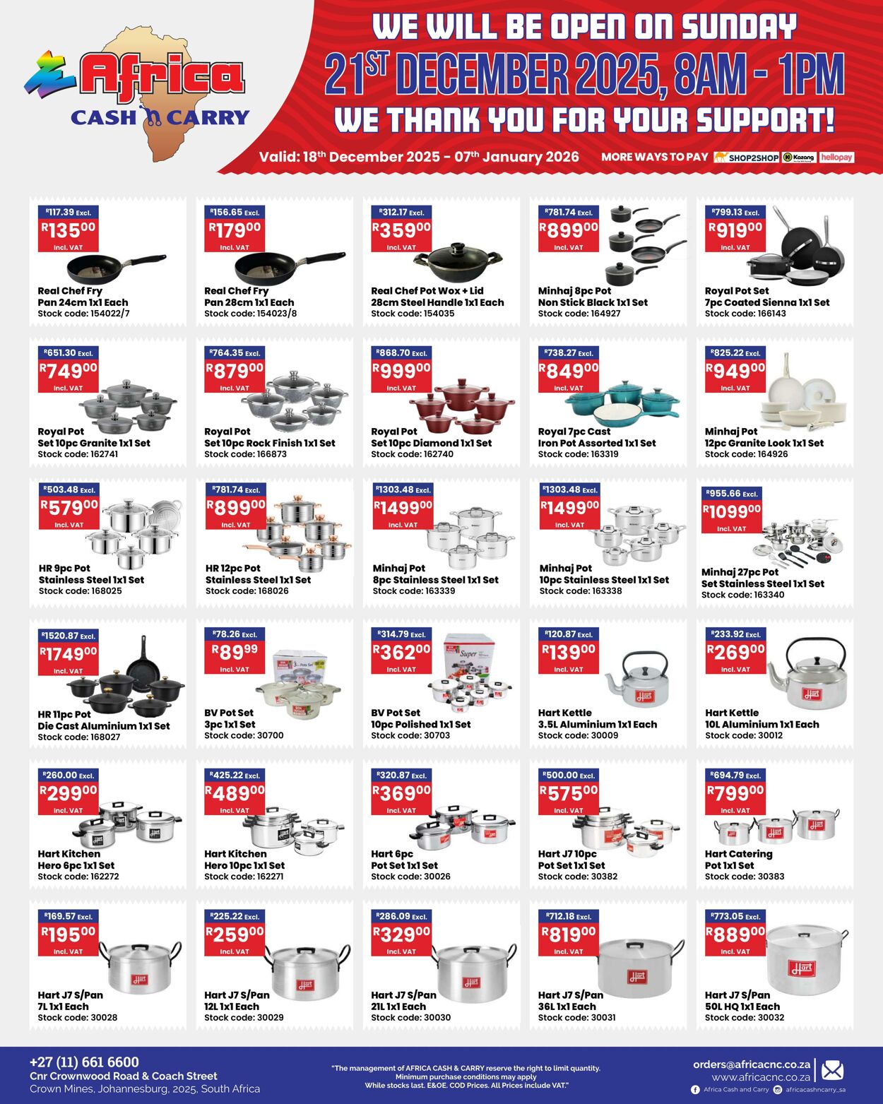 Special Africa Cash&Carry 18.12.2025 - 07.01.2026