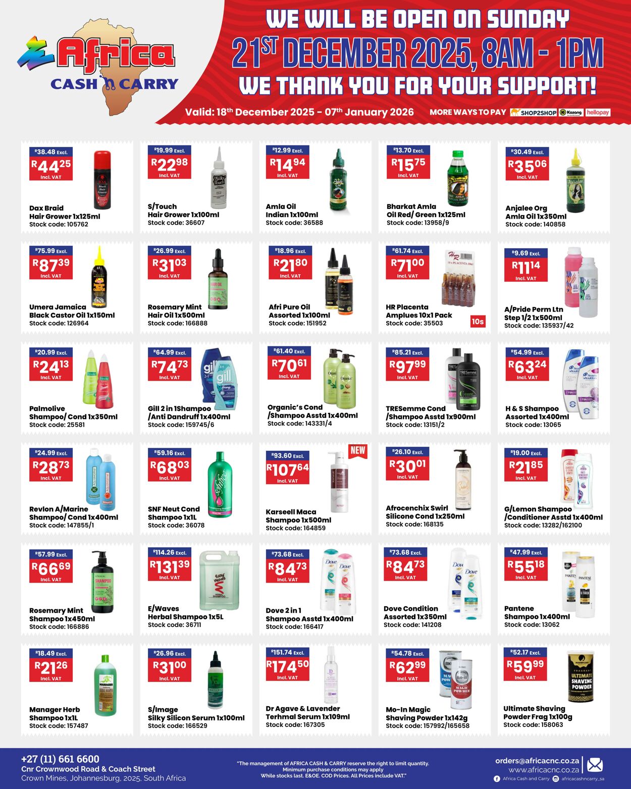 Special Africa Cash&Carry 18.12.2025 - 07.01.2026