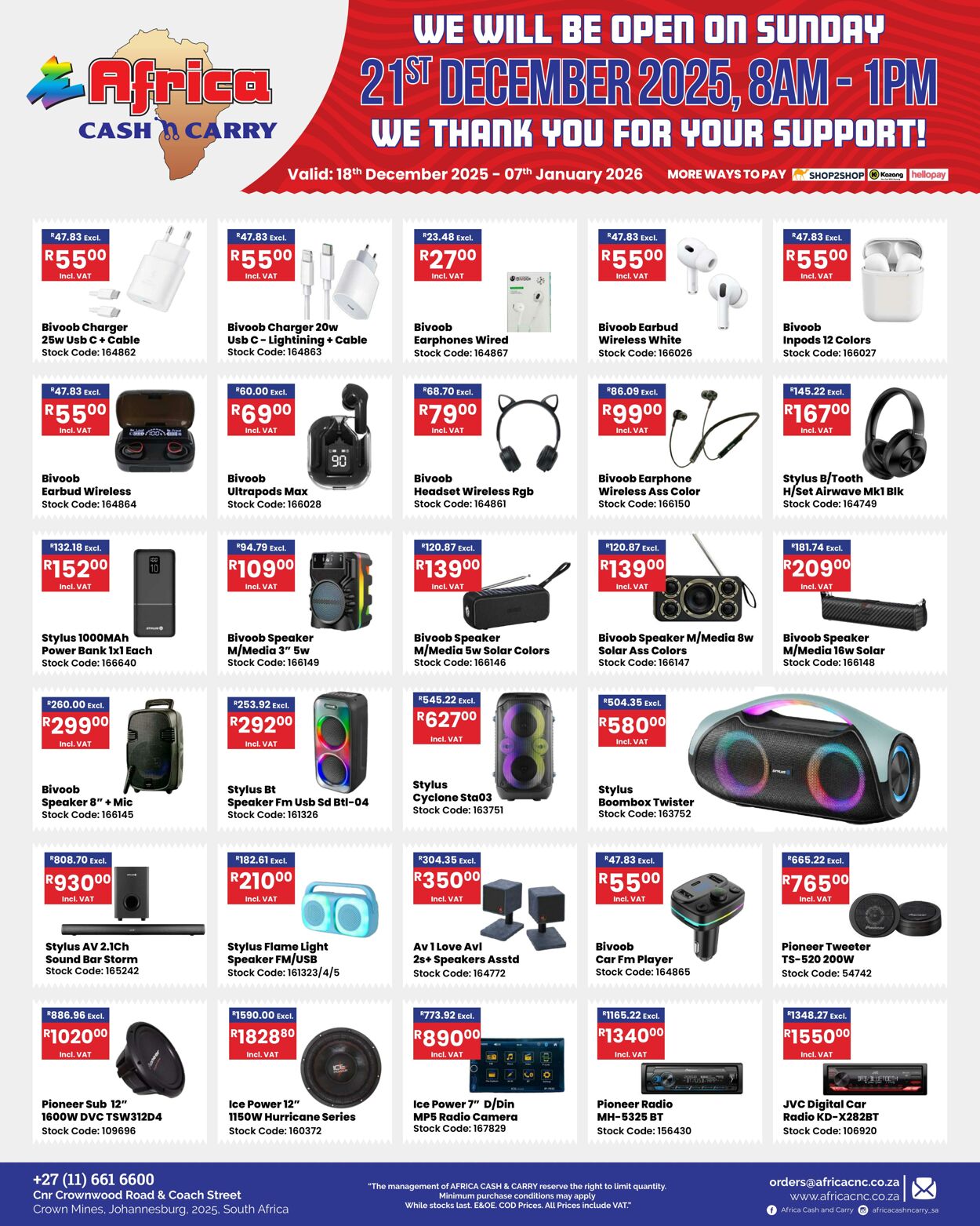 Special Africa Cash&Carry 18.12.2025 - 07.01.2026