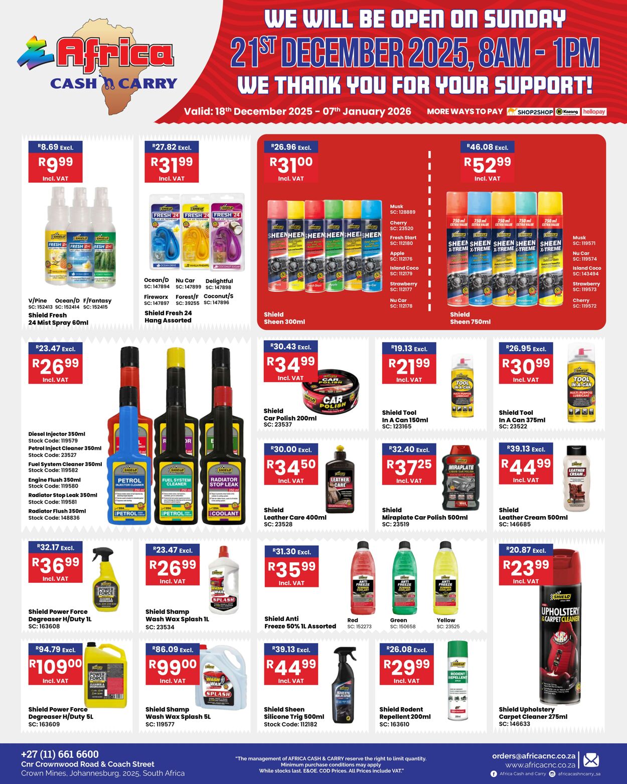Special Africa Cash&Carry 18.12.2025 - 07.01.2026