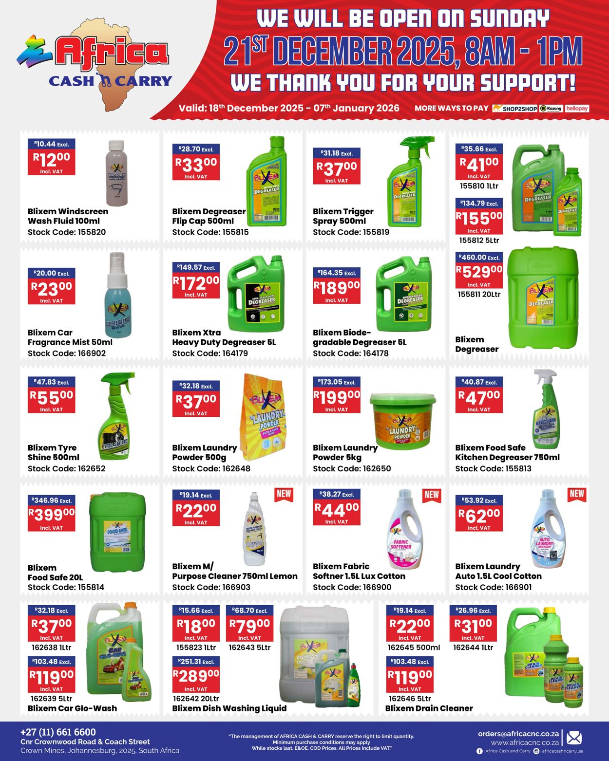 Special Africa Cash&Carry 18.12.2025 - 07.01.2026