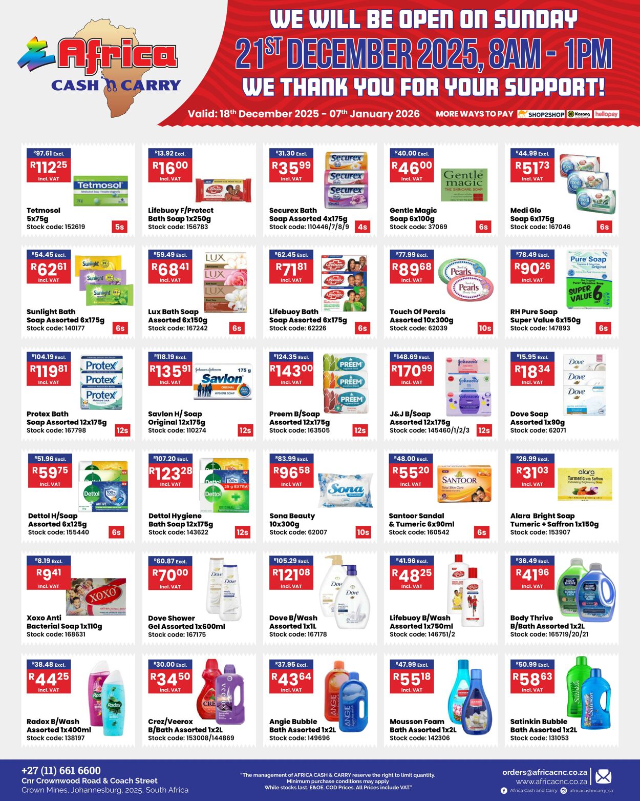 Special Africa Cash&Carry 18.12.2025 - 07.01.2026