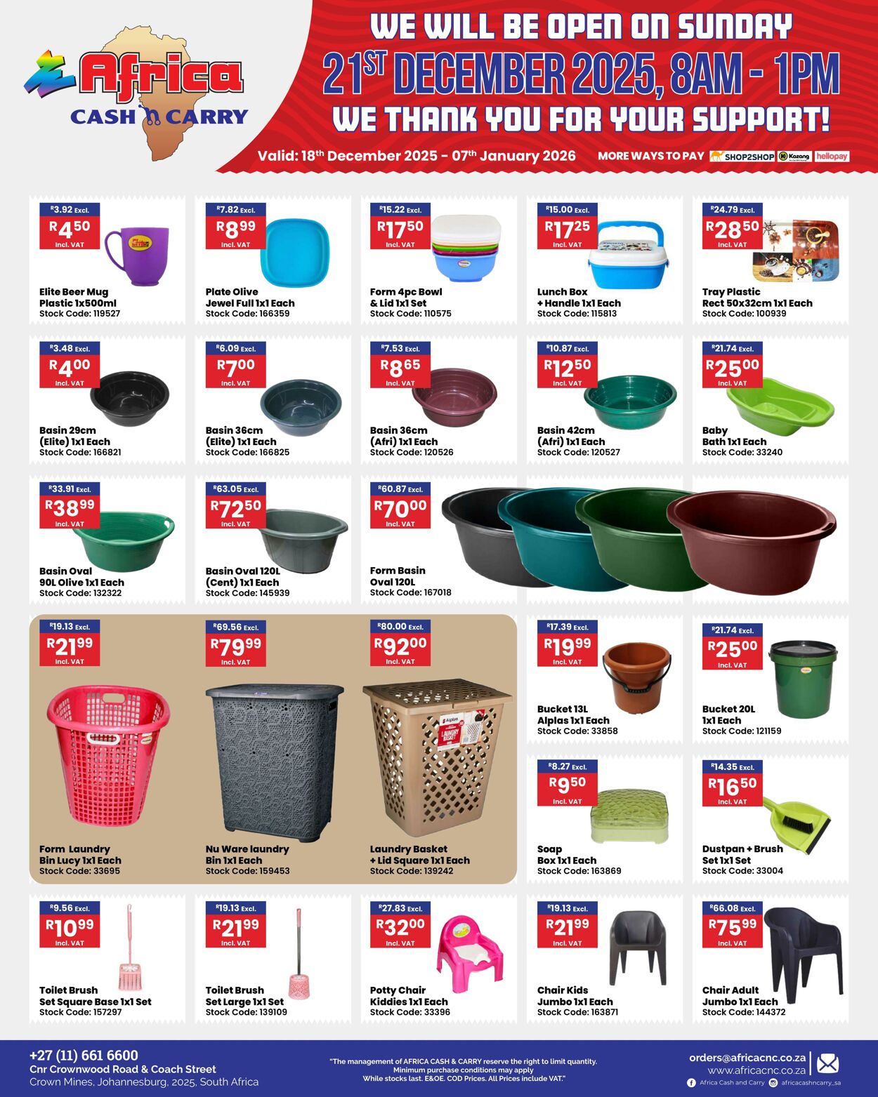 Special Africa Cash&Carry 18.12.2025 - 07.01.2026