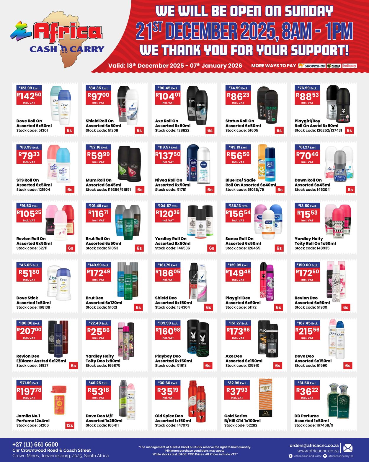Special Africa Cash&Carry 18.12.2025 - 07.01.2026
