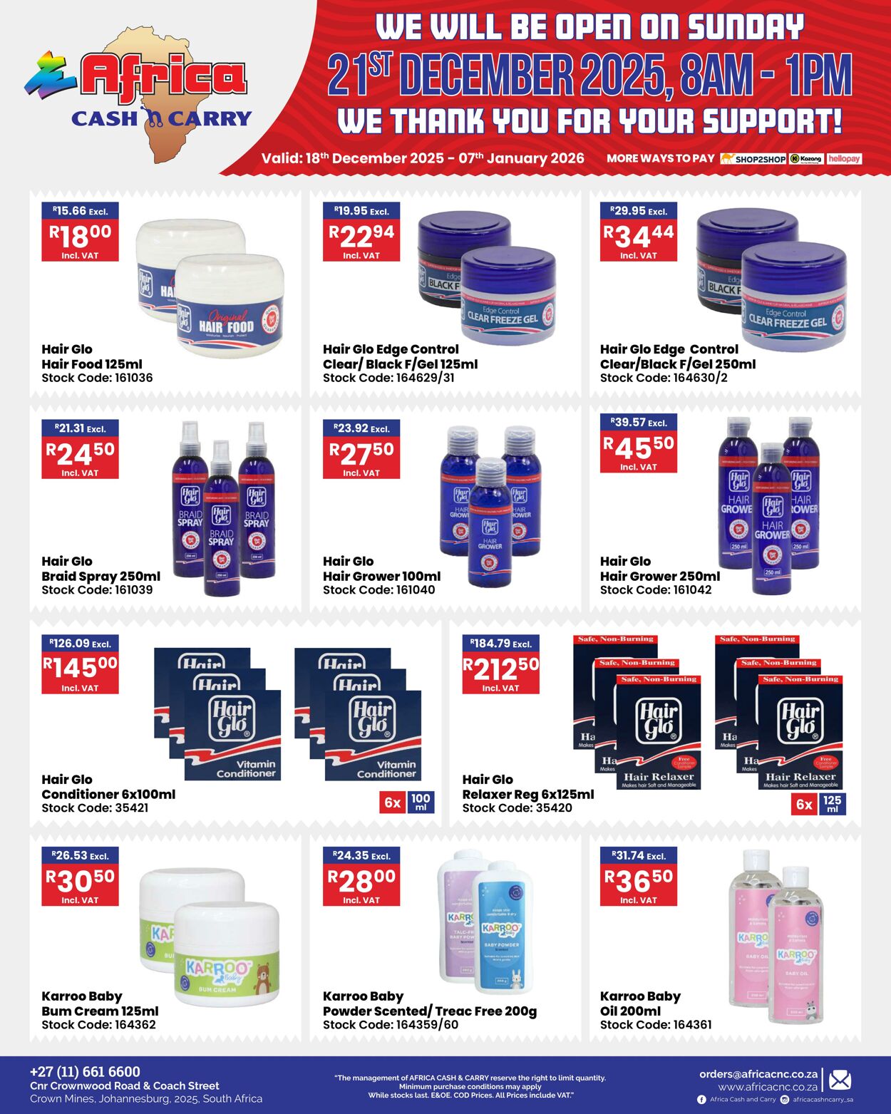 Special Africa Cash&Carry 18.12.2025 - 07.01.2026