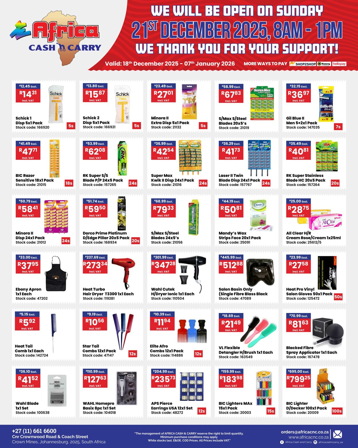 Special Africa Cash&Carry 18.12.2025 - 07.01.2026