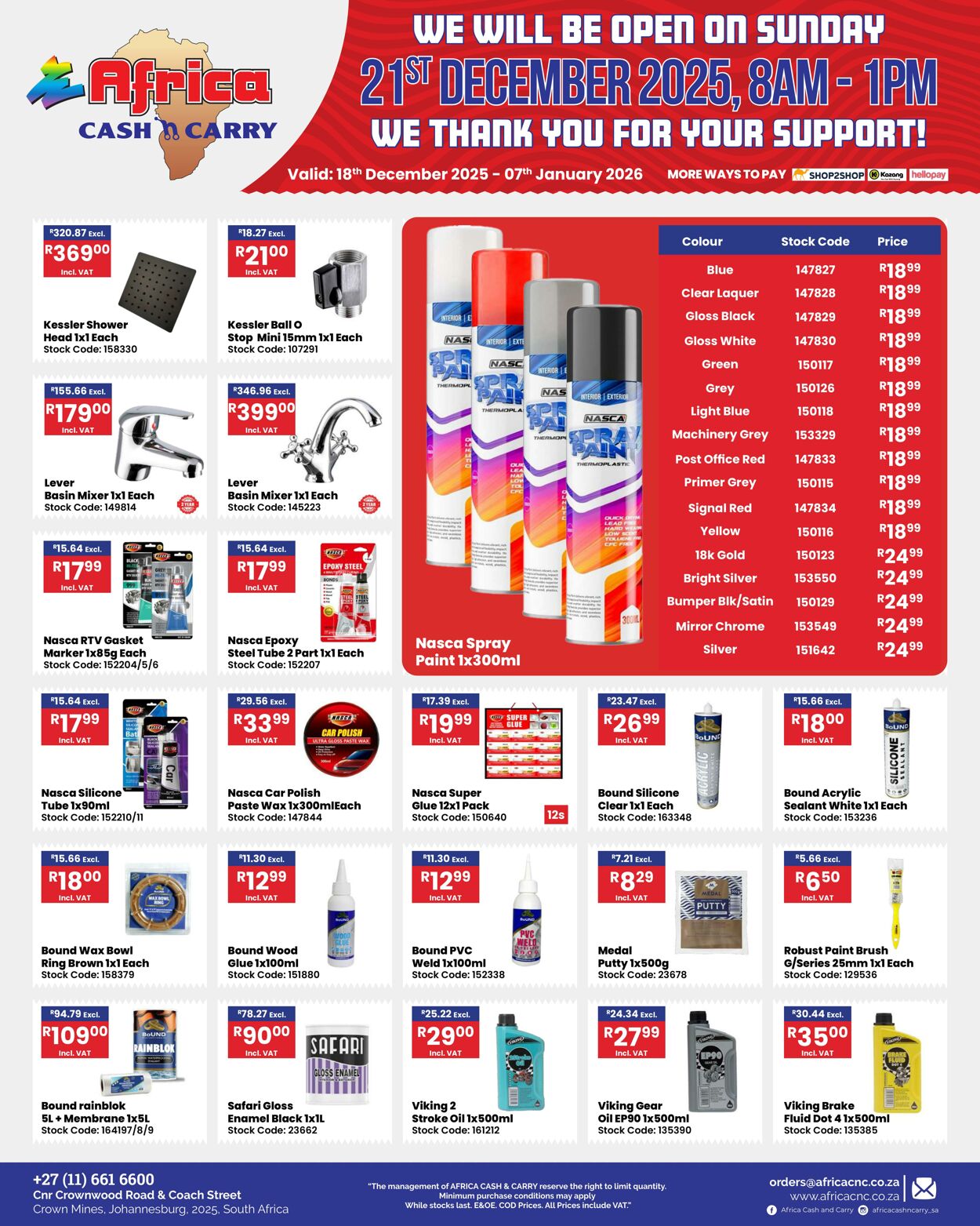 Special Africa Cash&Carry 18.12.2025 - 07.01.2026