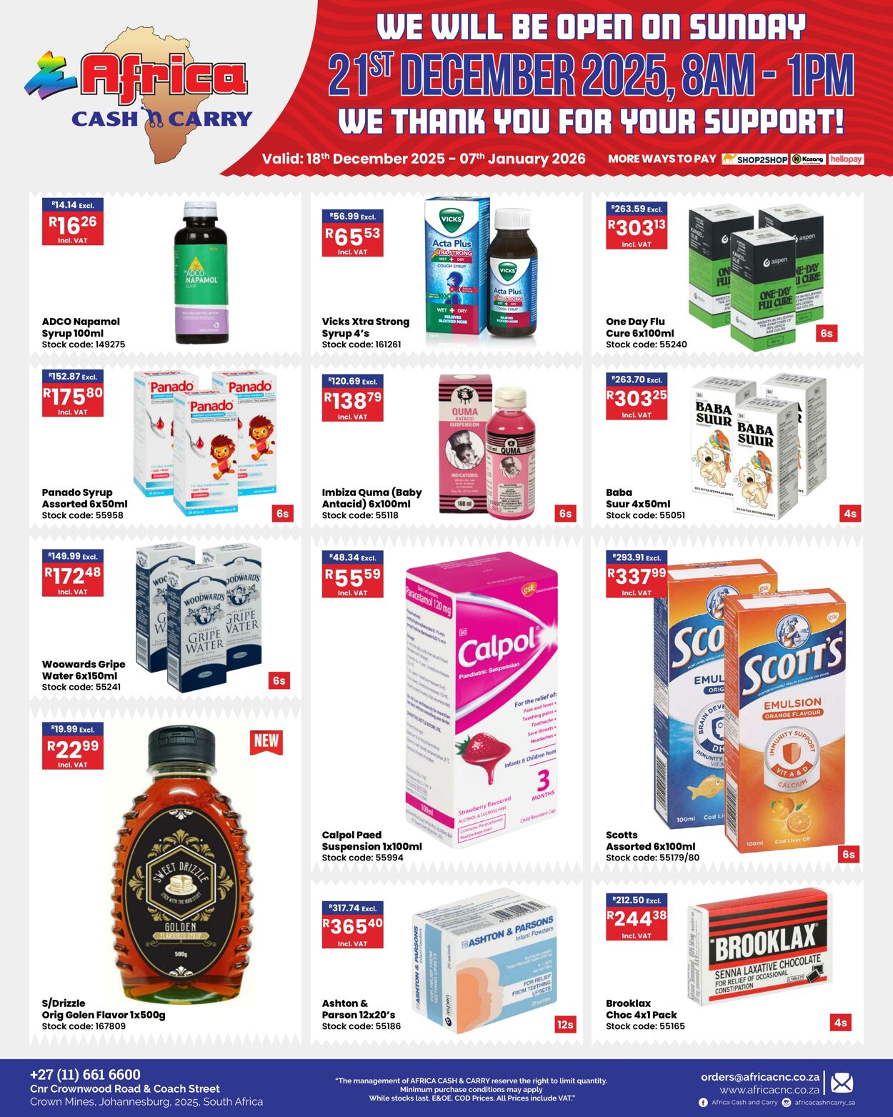 Special Africa Cash&Carry 18.12.2025 - 07.01.2026
