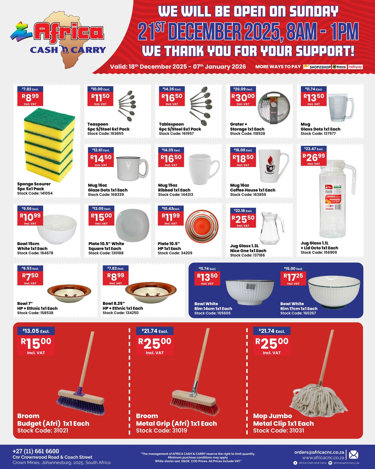 Special Africa Cash&Carry 18.12.2025 - 07.01.2026
