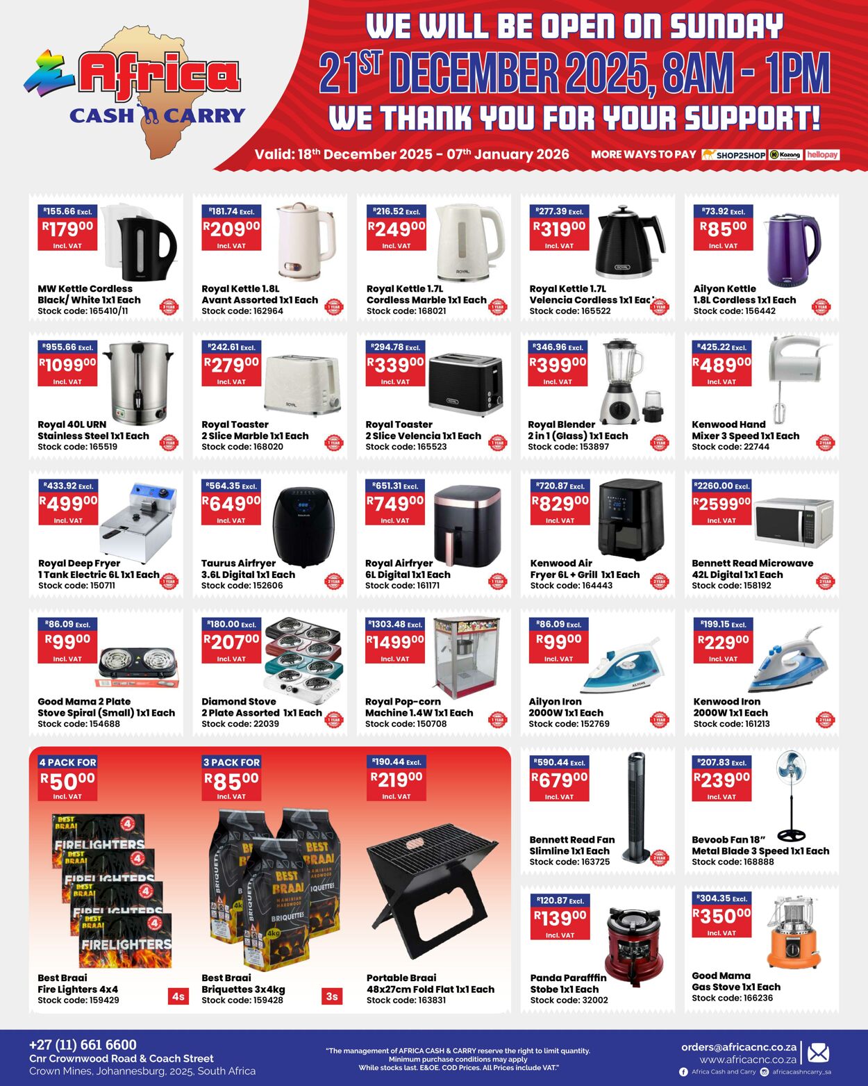 Special Africa Cash&Carry 18.12.2025 - 07.01.2026