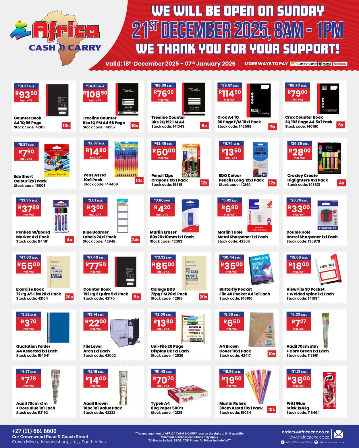 Special Africa Cash&Carry 18.12.2025 - 07.01.2026