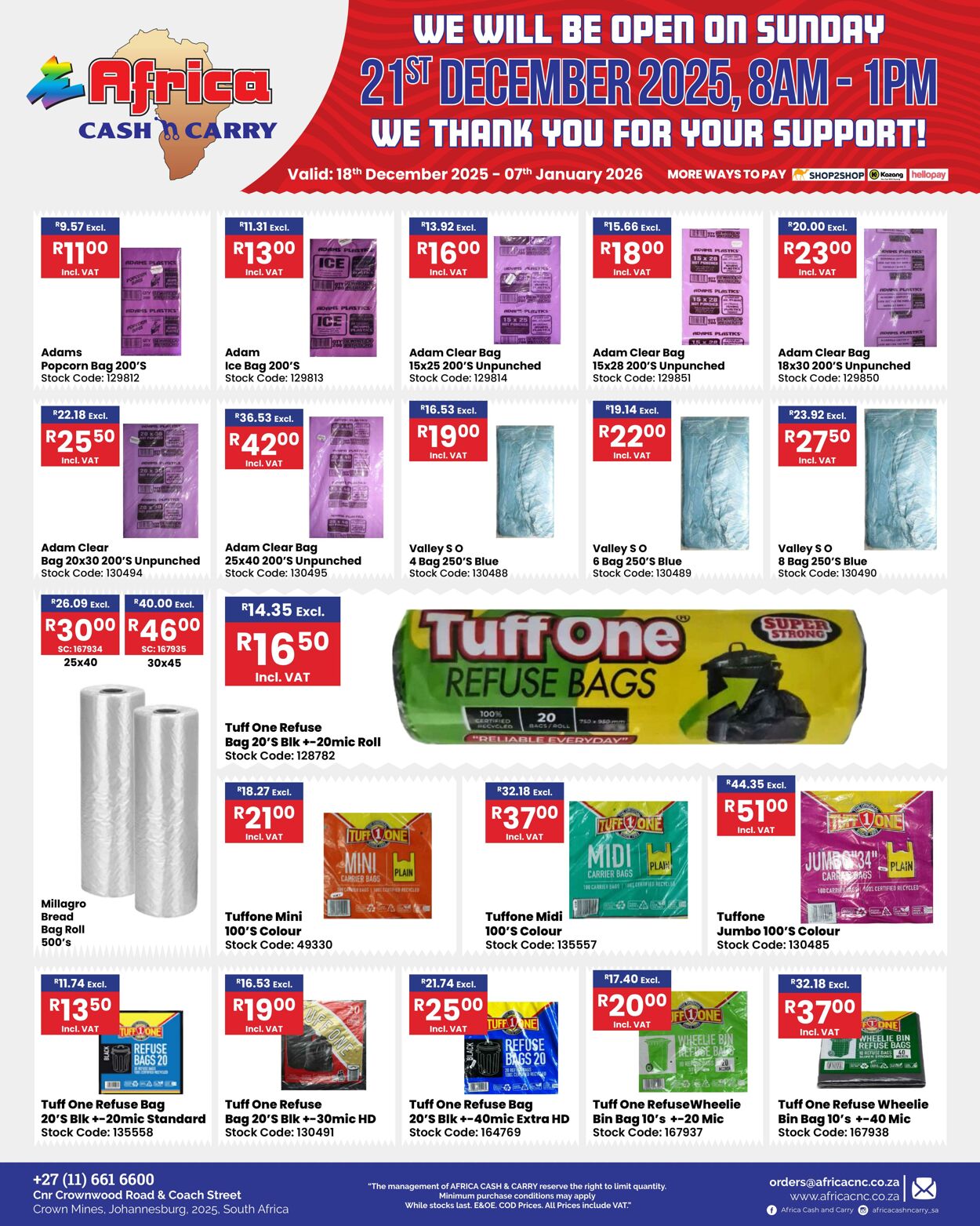 Special Africa Cash&Carry 18.12.2025 - 07.01.2026