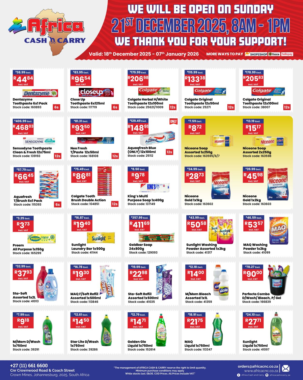Special Africa Cash&Carry 18.12.2025 - 07.01.2026
