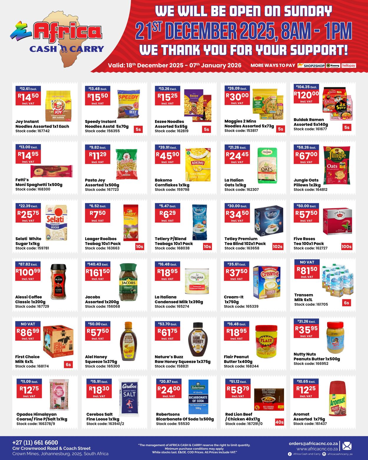 Special Africa Cash&Carry 18.12.2025 - 07.01.2026