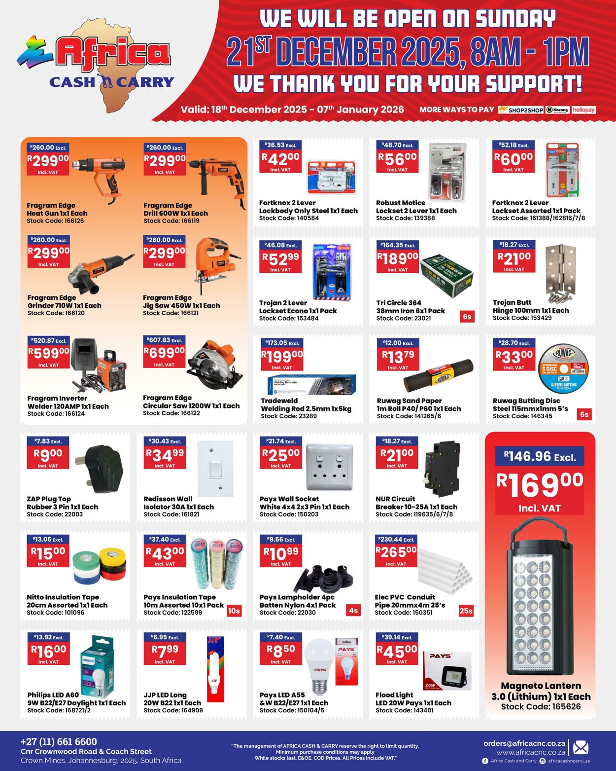 Special Africa Cash&Carry 18.12.2025 - 07.01.2026