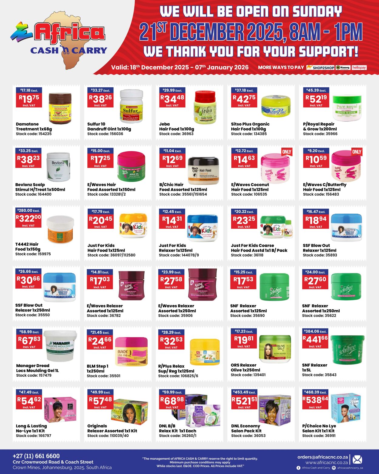 Special Africa Cash&Carry 18.12.2025 - 07.01.2026