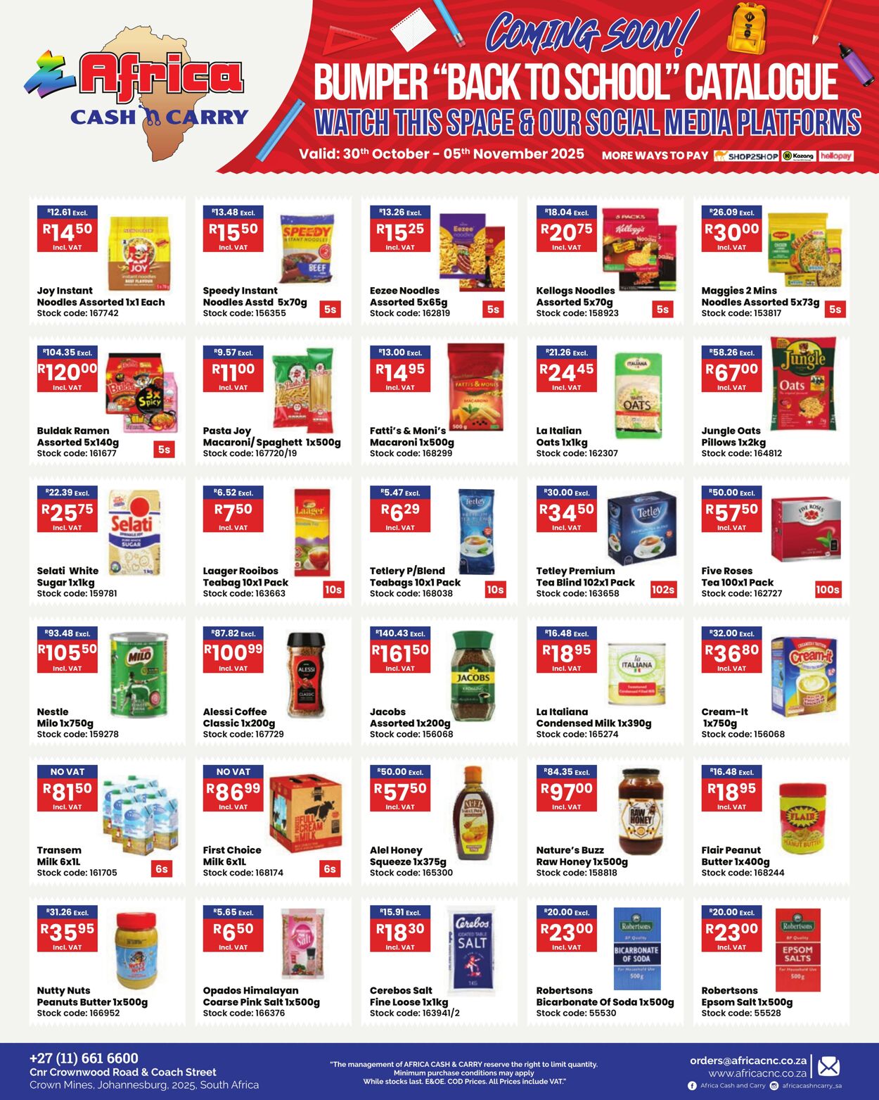 Special Africa Cash&Carry 30.10.2025 - 05.11.2025