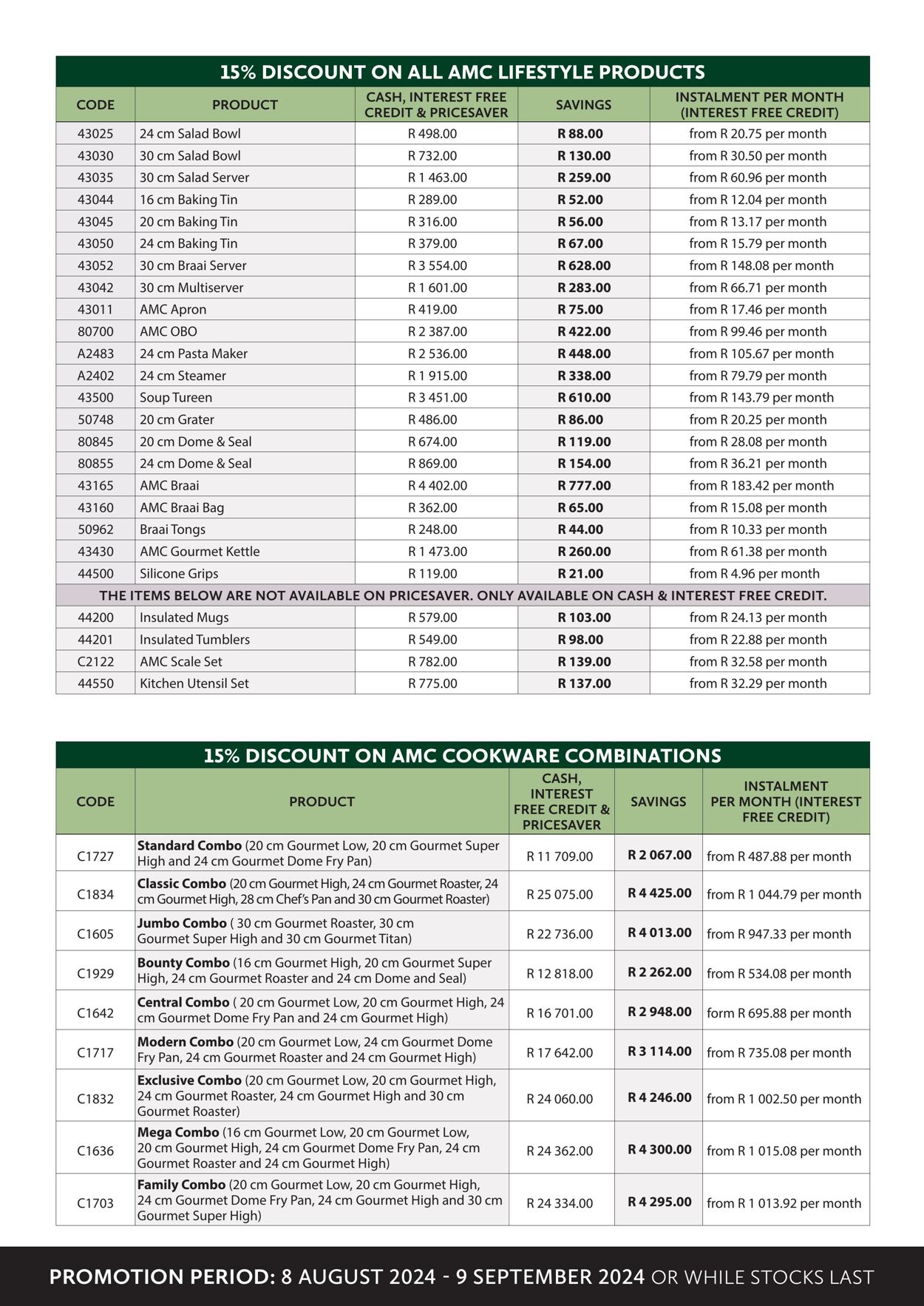 Special AMC Cookware 08.08.2024 - 09.09.2024
